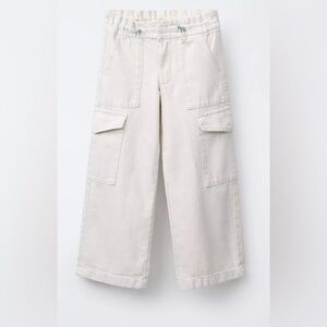 ZARA Cream Wide-Leg Cargo Pants